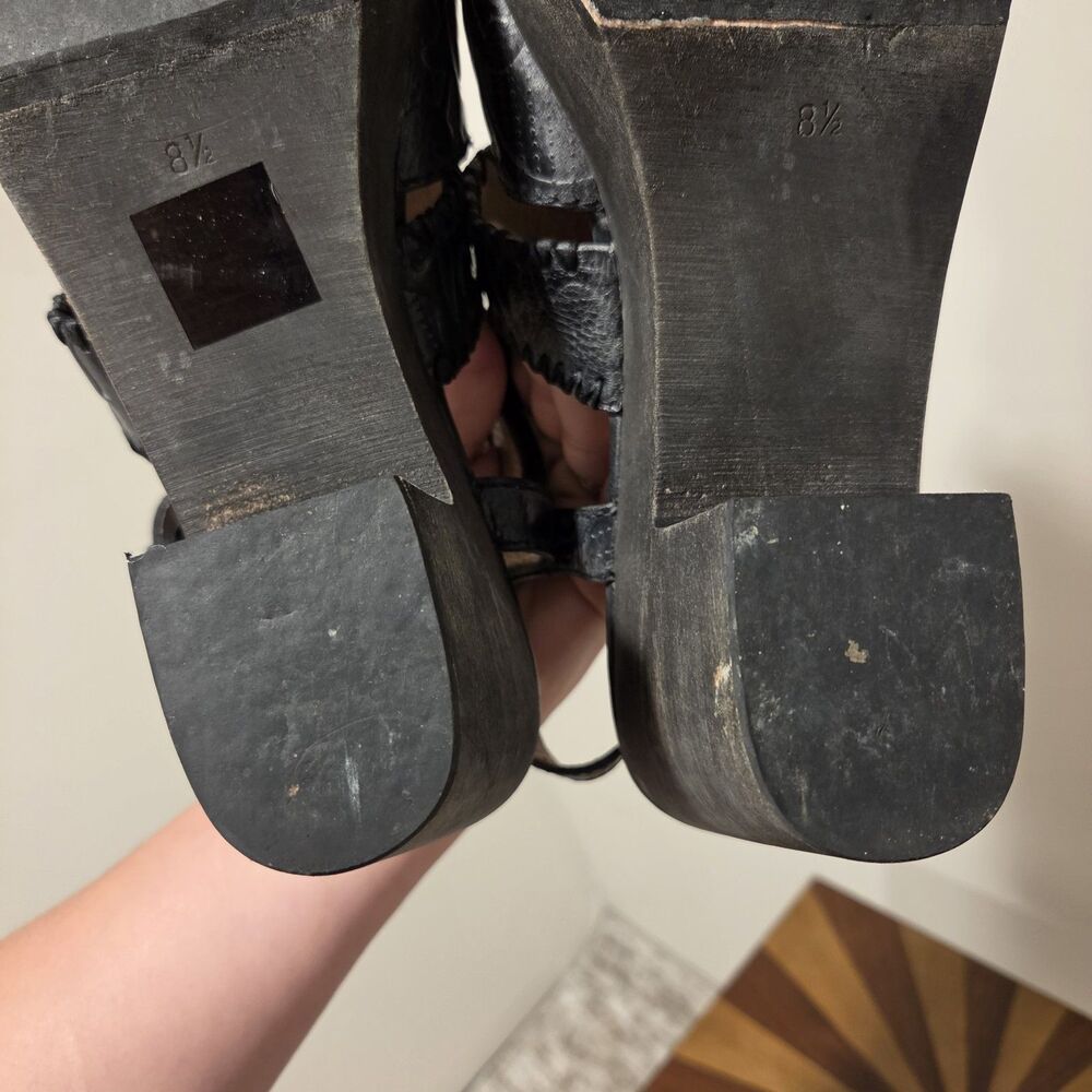 Patricia Nash Viola Black Tooled Leather Sandals Heels Rustic Sz 8.5M MRSP 169 - Picture 11 of 13